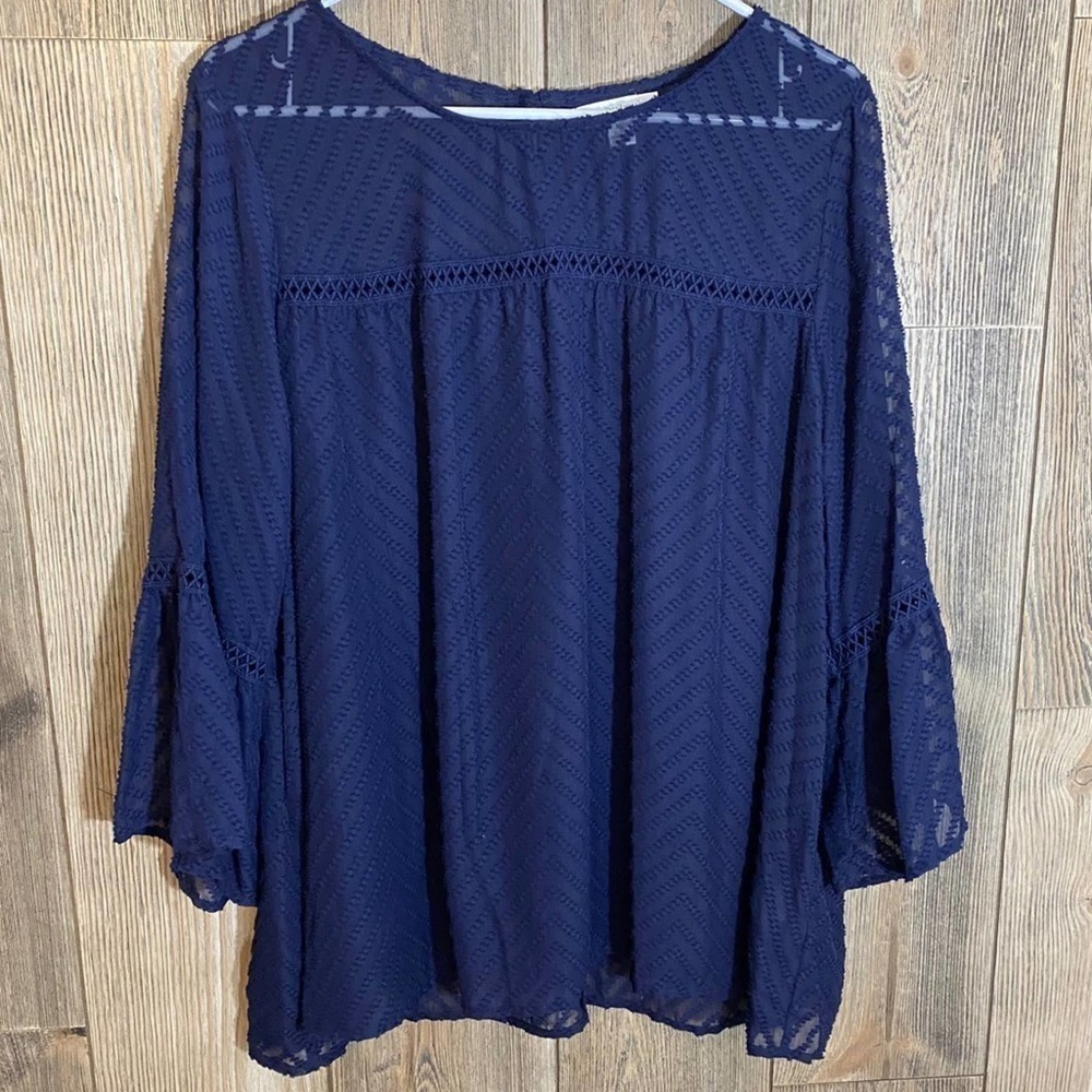 JOHN Paul Richard Navy Blouse With Embroidery